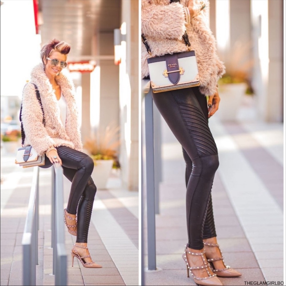 Spanx | Faux Leather Moto Leggings